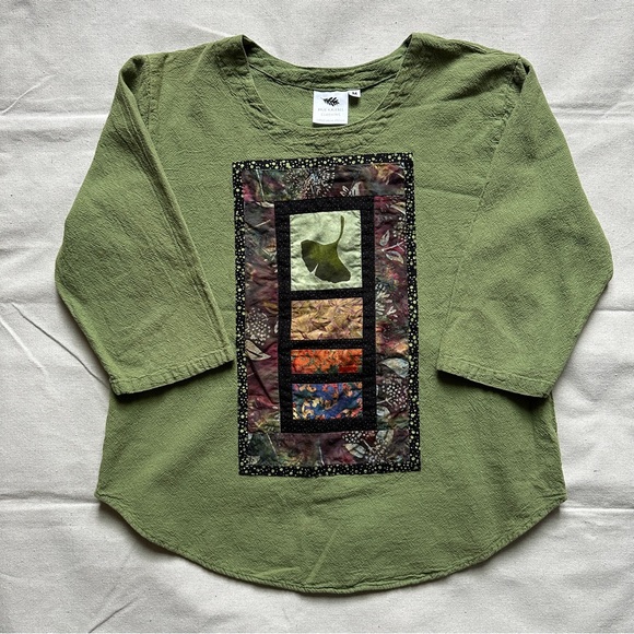 brie kriebel Tops - Brie Kriebel handmade boho cotton top with quilted design